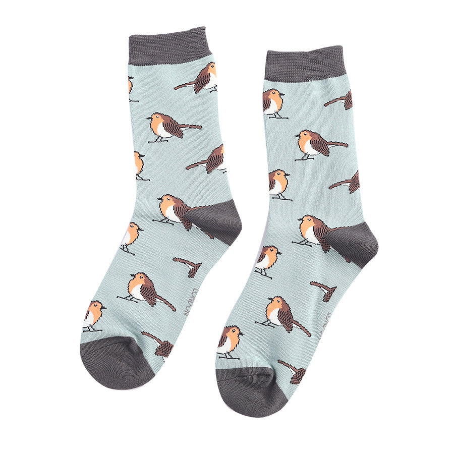 Miss Sparrow Robins Socks Duck Egg