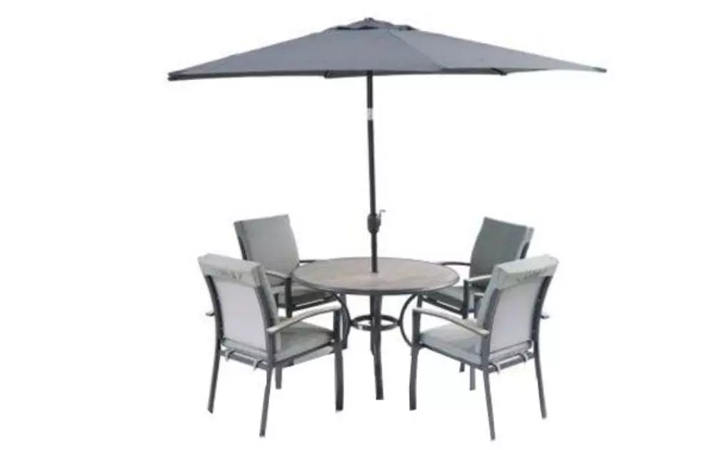 Leisurgrow Turin 4 Seat Dining Set With Parasol