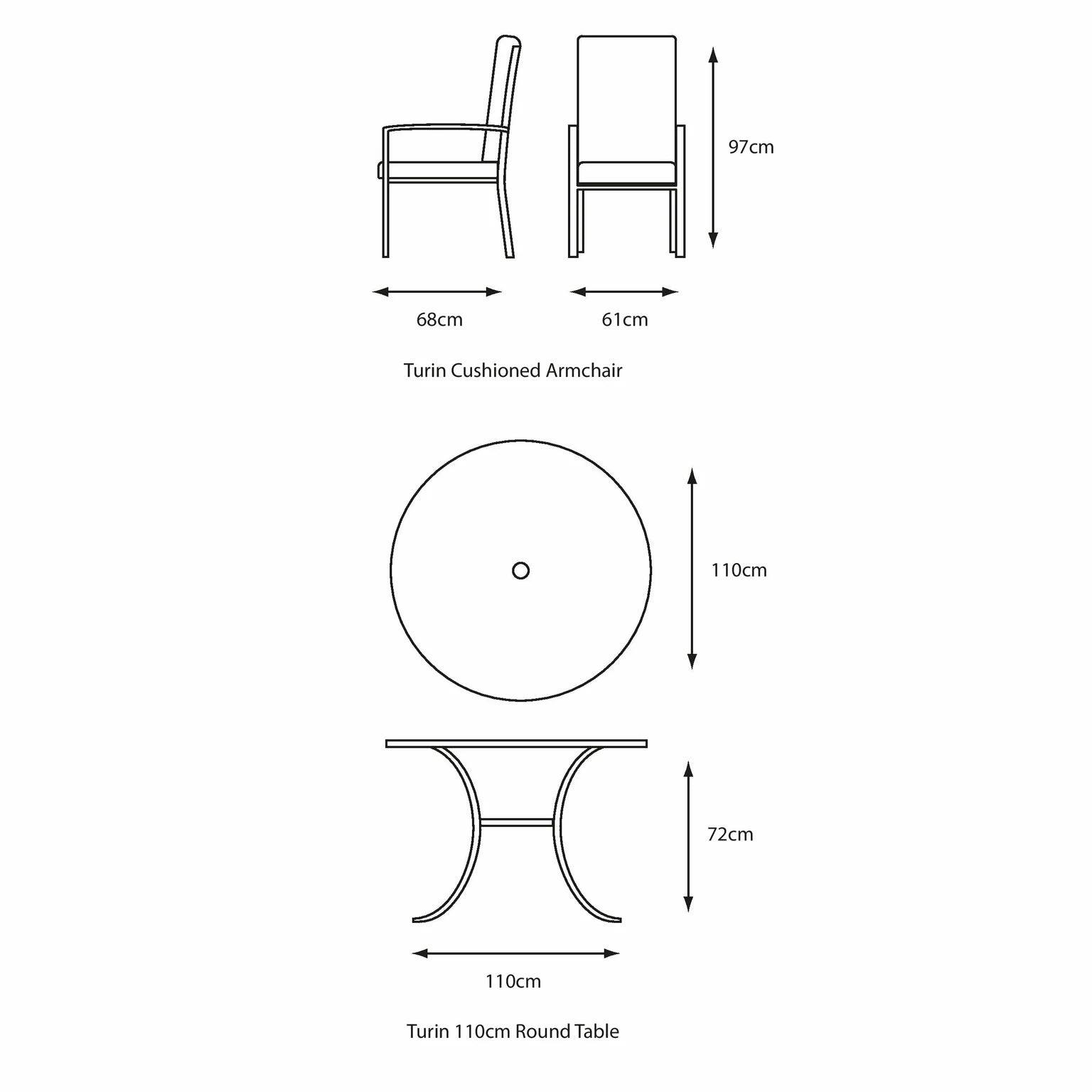 Leisurgrow Turin 4 Seat Dining Set With Parasol