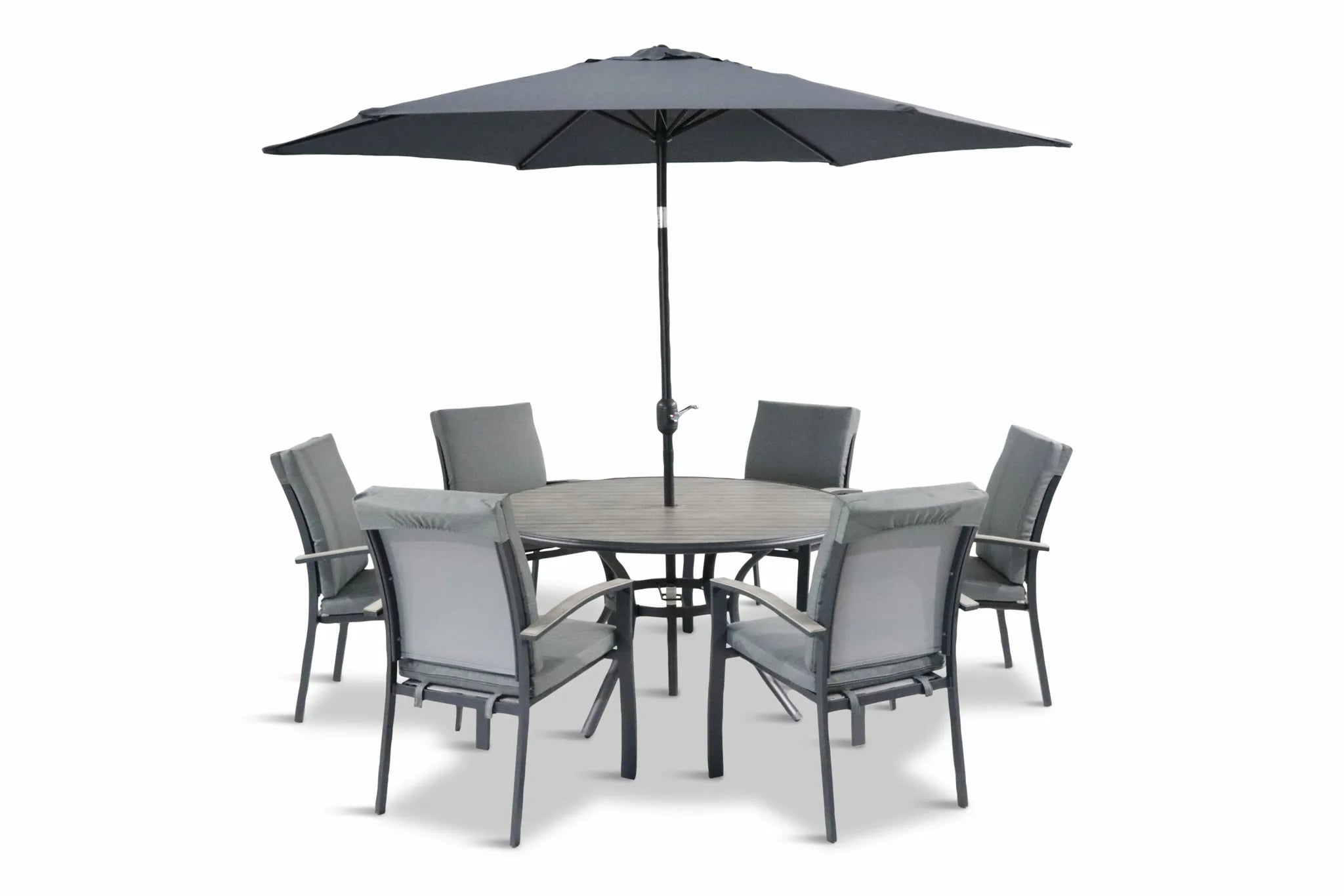 Leisuregrow Turin 6 Seat Dining Set With Parasol