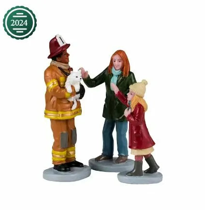 Lemax Fireman To The Rescue Set Of 3 42325