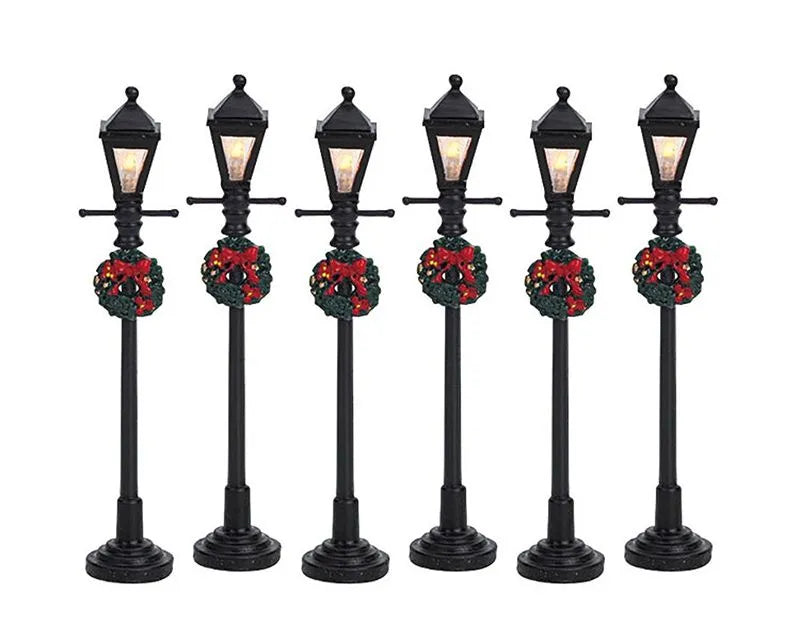 Lemax Gas Lantern Street Lamp Set Of 6 B/O 64499