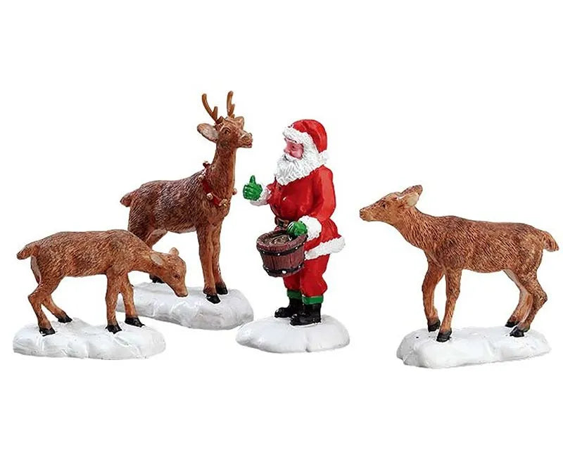 Lemax Santa Feeds Reindeer Set Of 4 52146