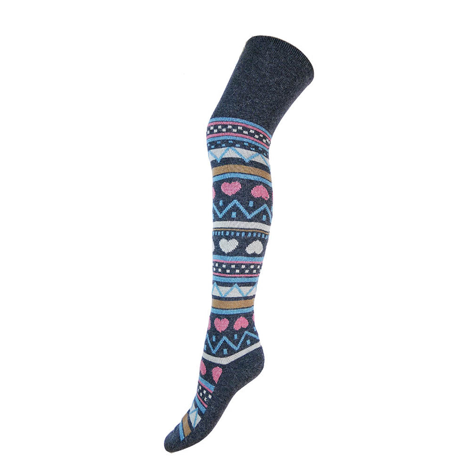 Gemjar Heart Patterned Over-The-Knee Wool Blend Socks
