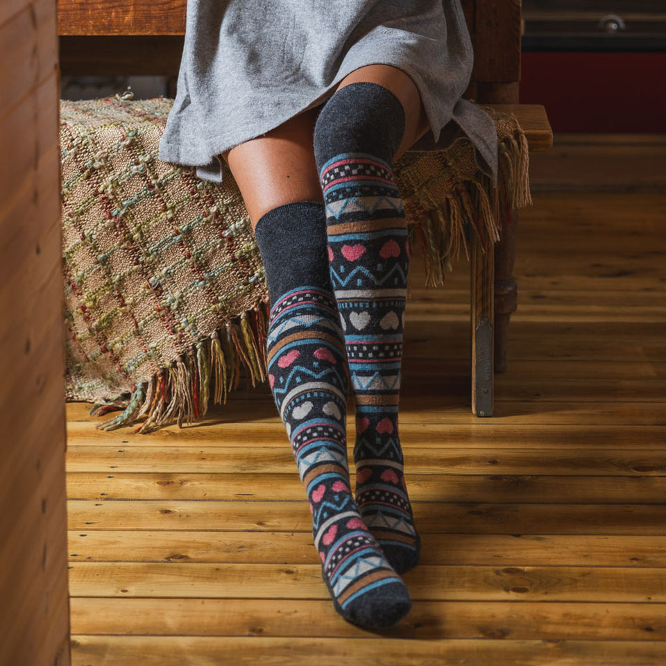 Gemjar Heart Patterned Over-The-Knee Wool Blend Socks