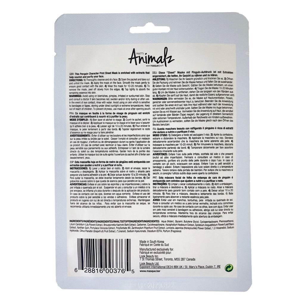 Masque Bar Pretty Animalz Penguin Mask