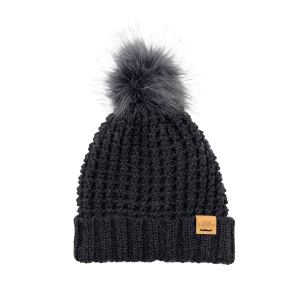 Aran Popcorn Bobble Hat - Charcoal