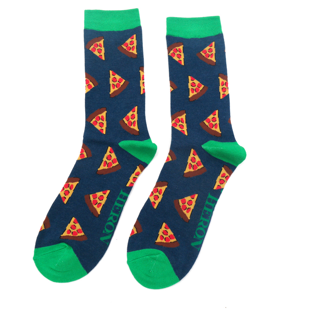 Mr Heron Pizza Slices Socks Navy