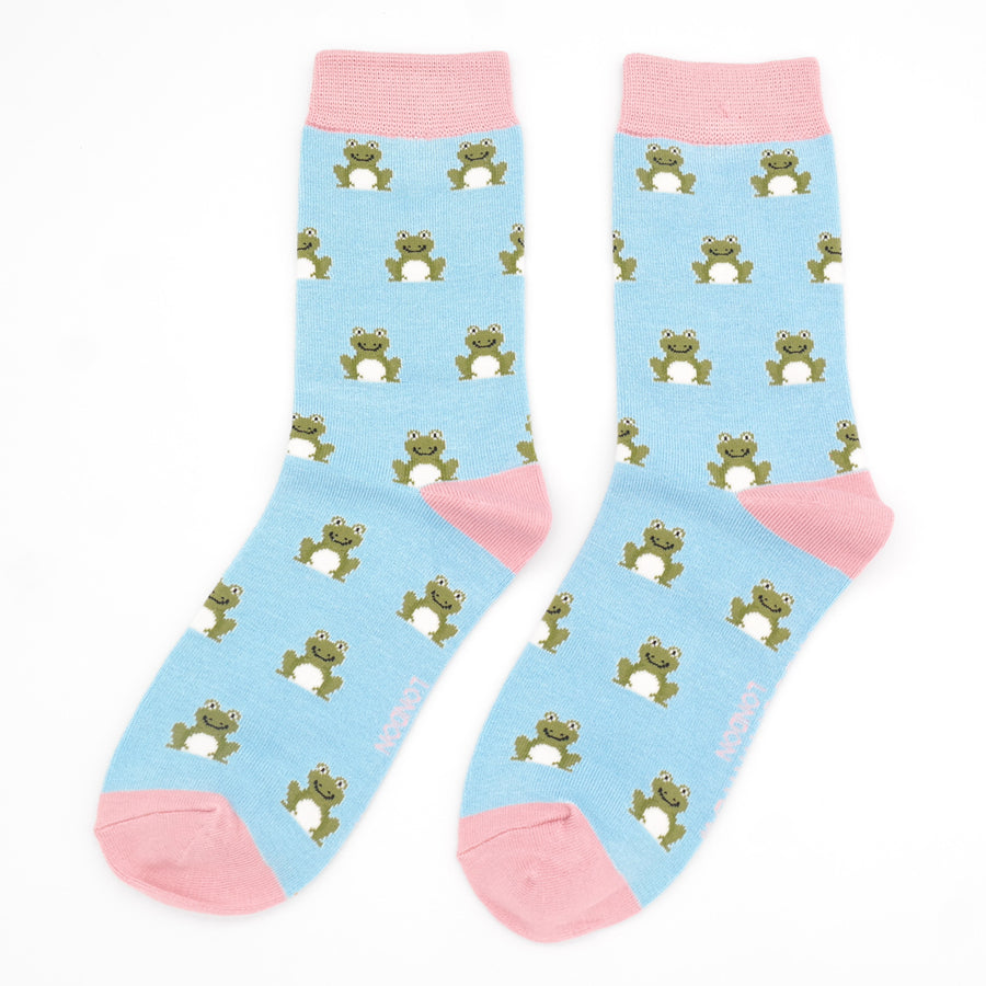 Miss Sparrow Frogs Socks Light Blue