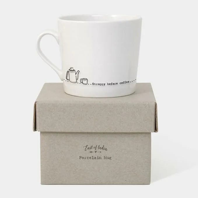 East Of India Wobbly Mug 'Stroppy Before Coffee'