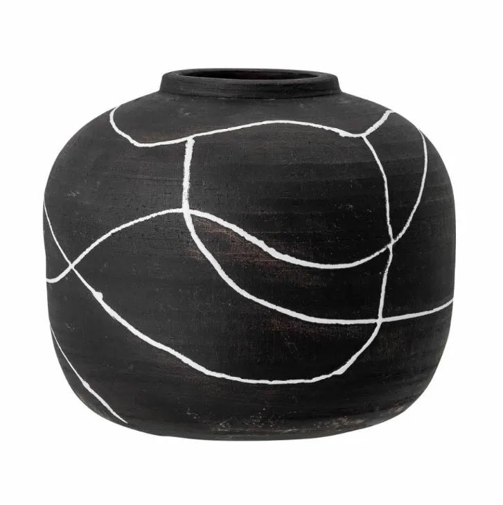 Niza Deco Vase, Black, Terracotta
