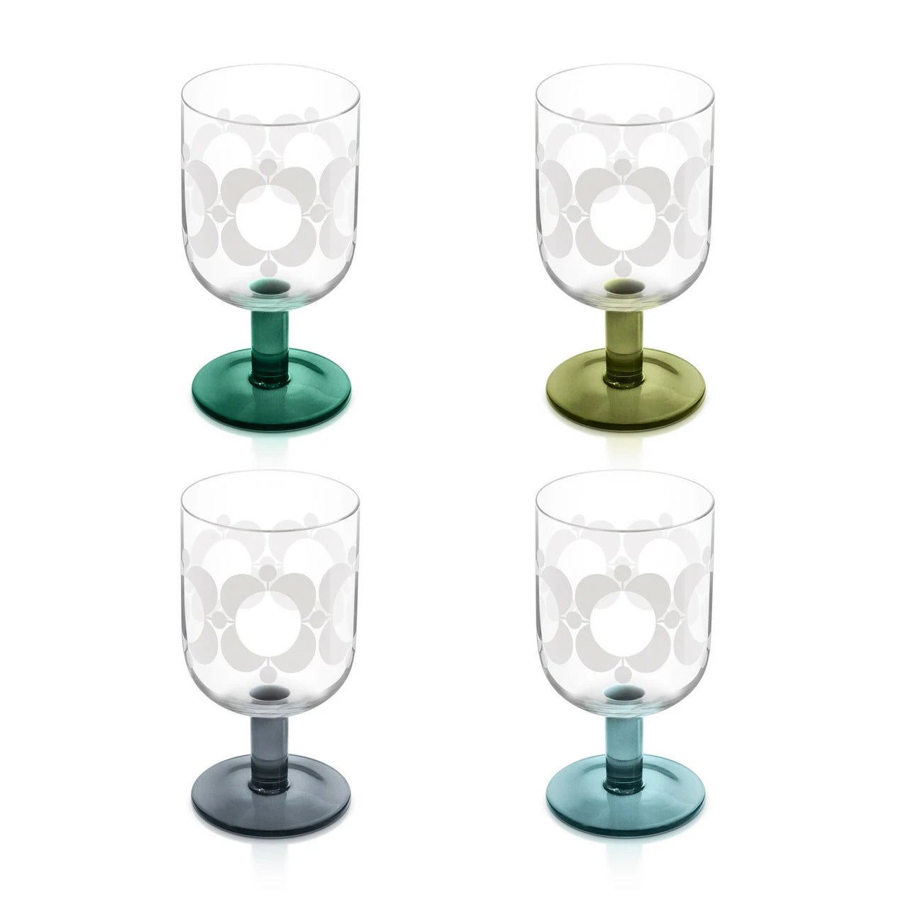 Tipperary C24 Orla Kiely S/4 Atomic Flower Wine Glasses (Green Shad
