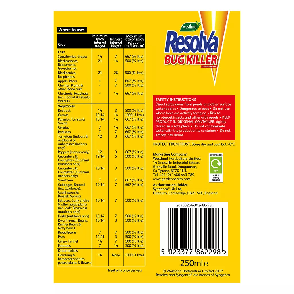 Westland Resolva Bug Killer Liquid Concentrate 250ml