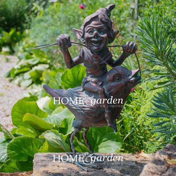 Home & Garden Pixie on Bird Sculpture