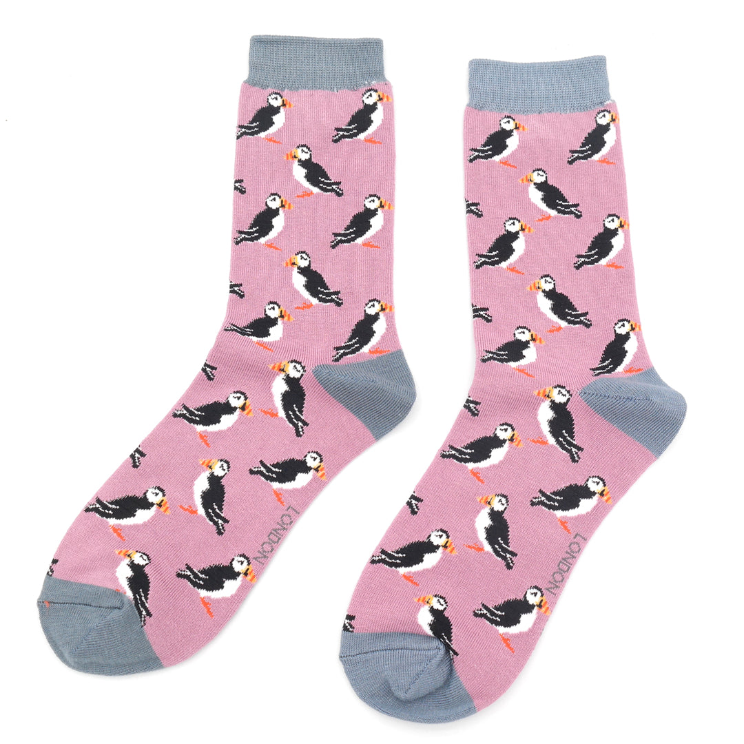 Miss Sparrow Puffins Socks Mauve