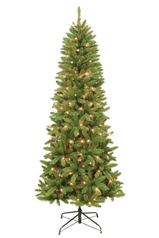 Puleo Slim Evergreen Spruce Pre-Lit Artificial Tree
