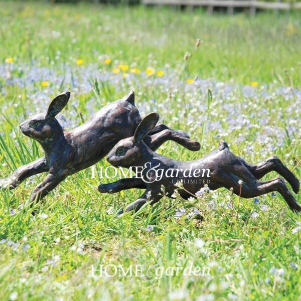 Home & Garden Rabbits Running Sculpture