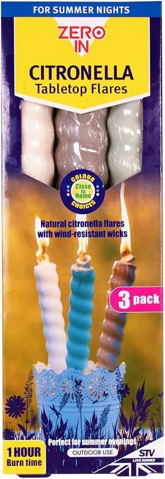 Zero In Citronella Table Top Flares - Close to Home - 3-Pack