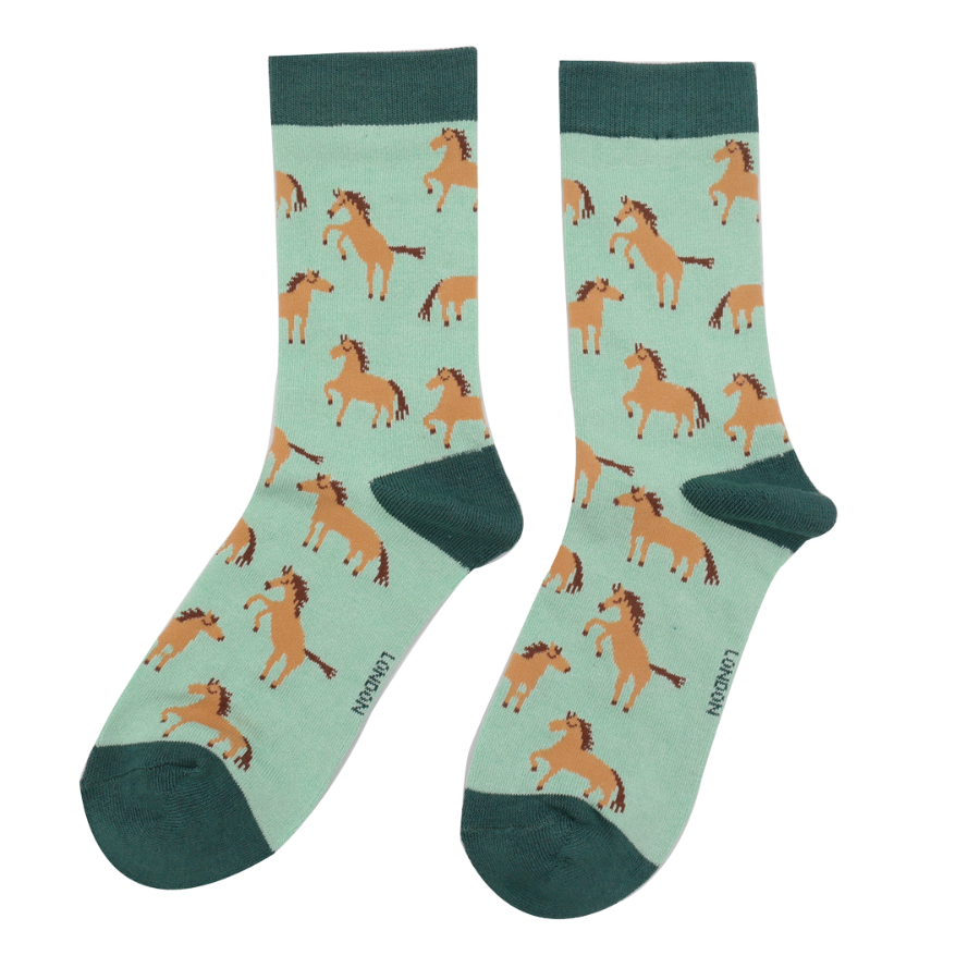 Miss Sparrow Wild Horses Socks Mint