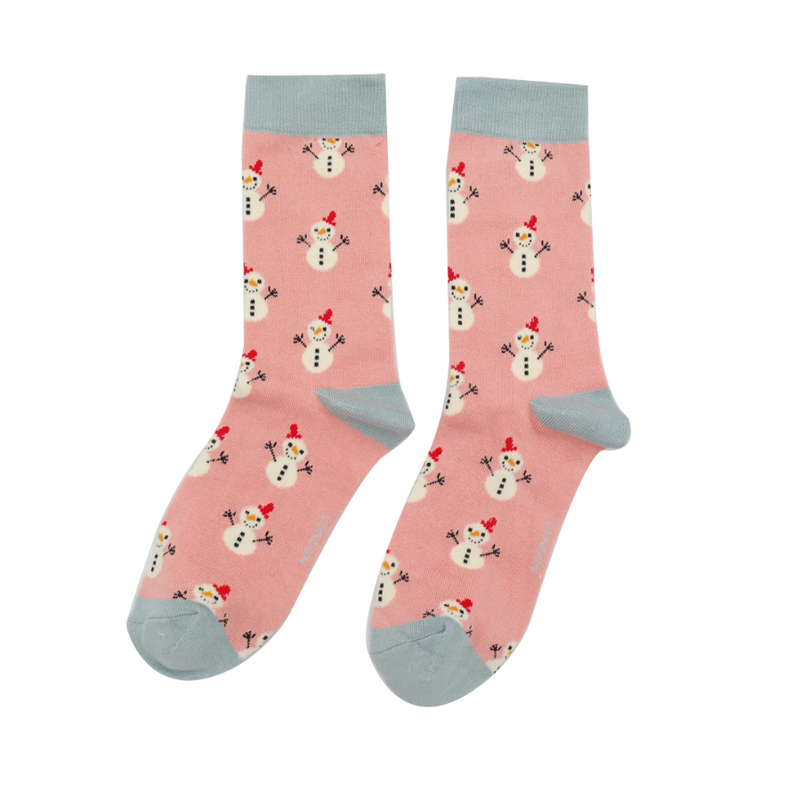Miss Sparrow Little Snowmen Socks Dusky Pink