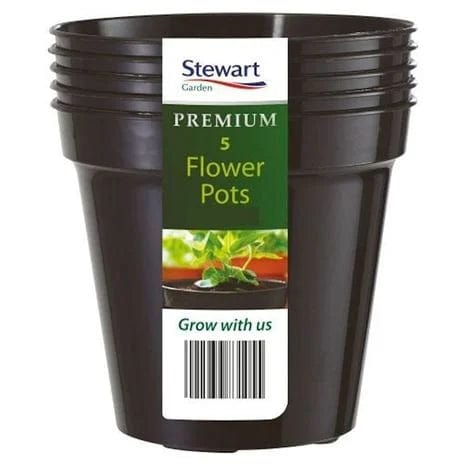 Stewart Plastics Flower Pots Black 5pk
