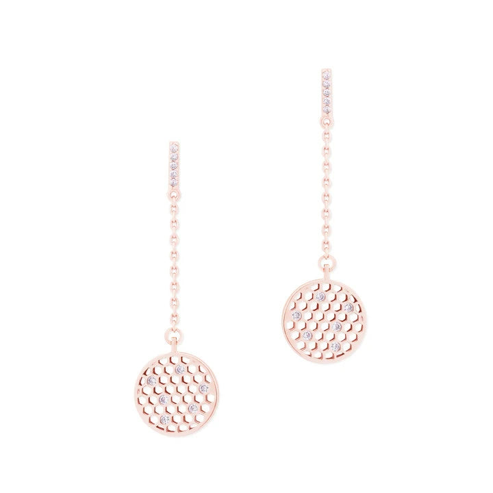 Tipperary Bee Rose Gold Circle Chain Earrings