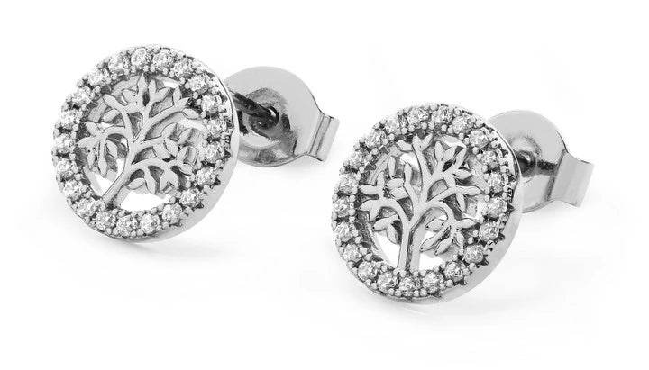 Tipperary Silver Tol In Cz Circle Stud Earrings