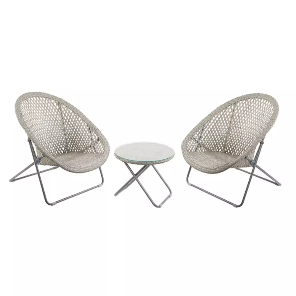 The Old Basket Supply Faux Rattan Folding Low Lounge Set