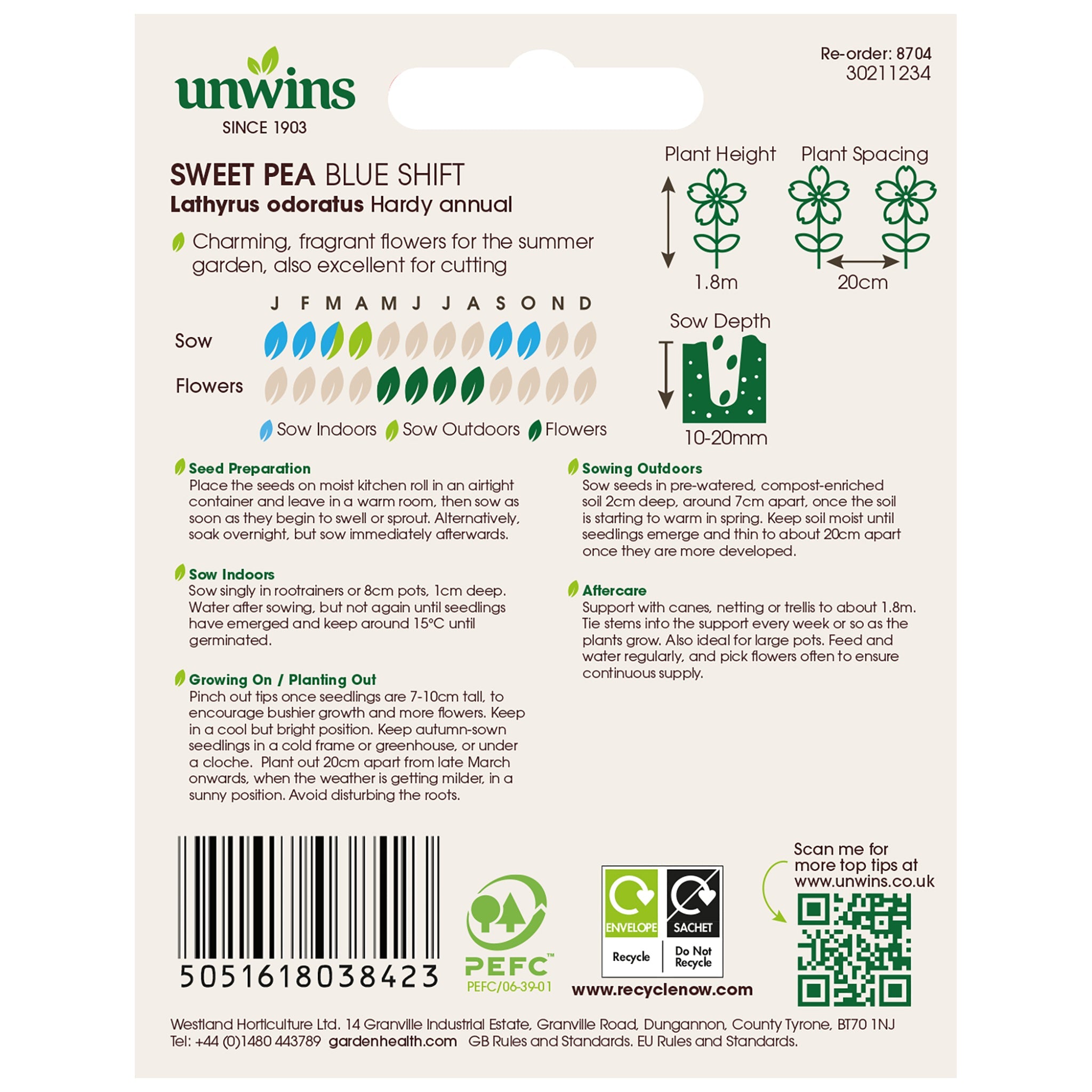 Unwins Sweet Pea Blue Shift Seeds