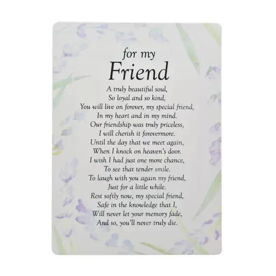 W B & Co Graveside Memorial Cards - For my Friend