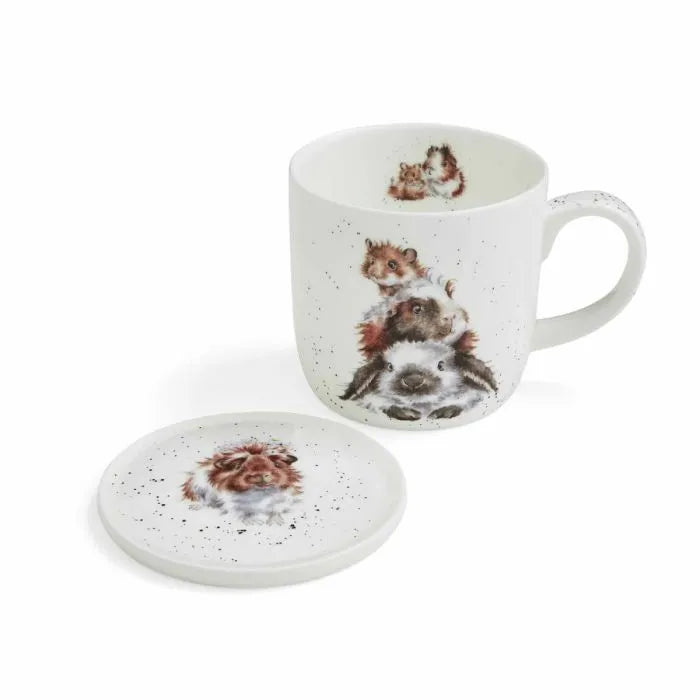 Wrendale Designs Mug & Coaster Piggy in Middle