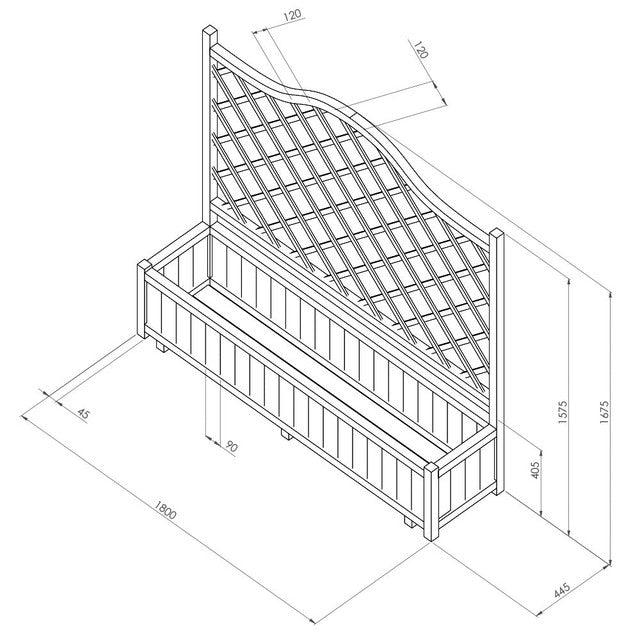 Zest 4 Leisure York Planter 1.8m x 0.4m x 1.65m