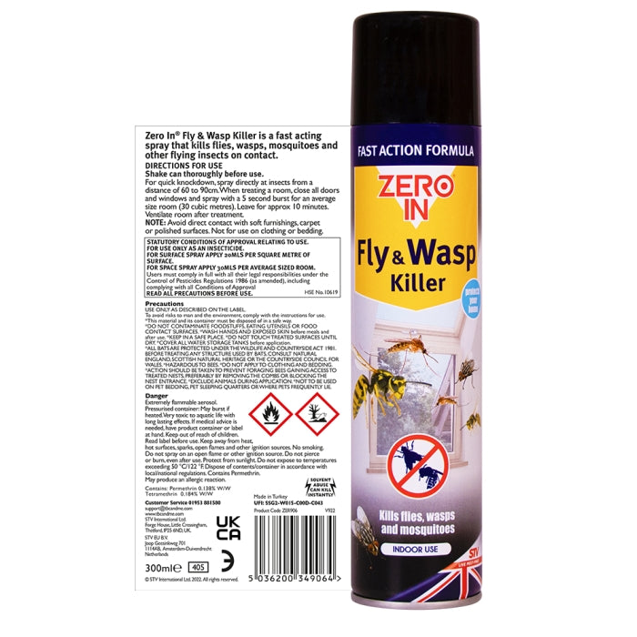 STV Zero In Fly & Wasp Killer Aerosol 300ml