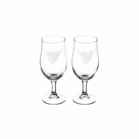 2 Craft Beer Glasses - Highland Cow