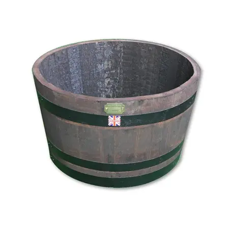 A/W Cut Cask  Black Hooped Wooden Barrel 63cm