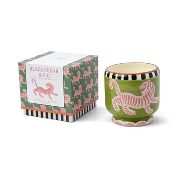 GH Tiger Ceramic Candle - Black Cedar & Fig Boxed 226g