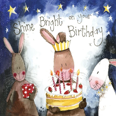 Alex C S361 STARLIGHT CAKE LARGE FOIL BIRTHDAY CARD
