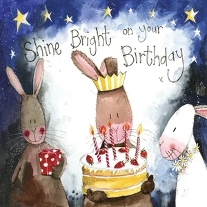 Alex C S361 STARLIGHT CAKE LARGE FOIL BIRTHDAY CARD