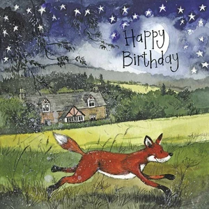 Alex C S392 STARLIGHT FOX BIRTHDAY FOIL CARD