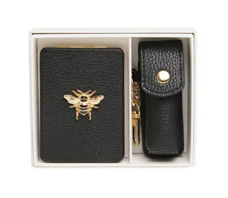 Black Oblong compact Mirror & Liptick holder gift set - image 2