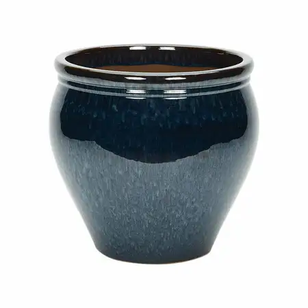 Peacock Blue Glazed Jar 25cm