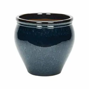 Peacock Blue Glazed Jar 25cm