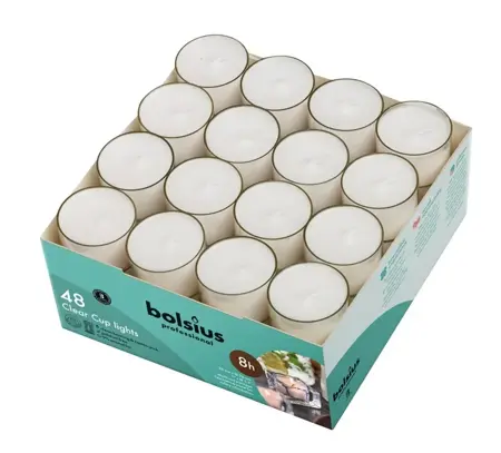 Bolsius Tea Lights Clear 48 8 Hour