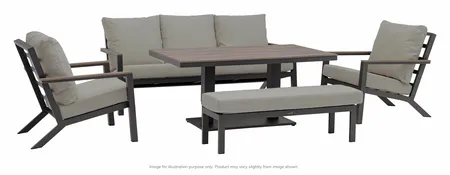 Florence 3 Seat Sofa Rec. Table, 2 Chair & Bench