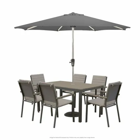 Florence 164x95cm Rect. table 6 Chairs Parasol & Base