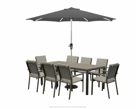 Florence 204x95cm Rect. table 8 Chairs Parasol & Base