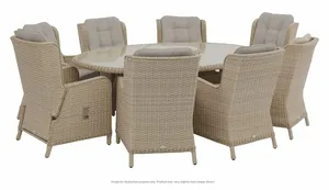 Windsor 220cm Elliptical Table, 2 recliners, 6 High Back Armchairs