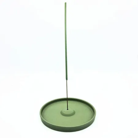 Ceramic Round Incense Plate - SAGE GREEN
