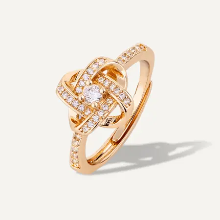 D&X Ring Gold & Clear, Adjustable