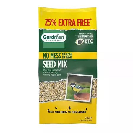 Gardman No Mess Seed Mix 2Kg + 25% Extra Free